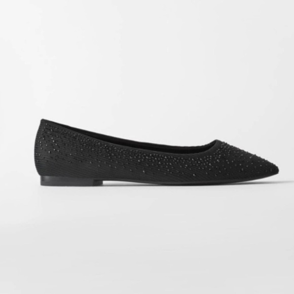 Zara sparkly ballet flats Black NWT - Picture 1 of 4